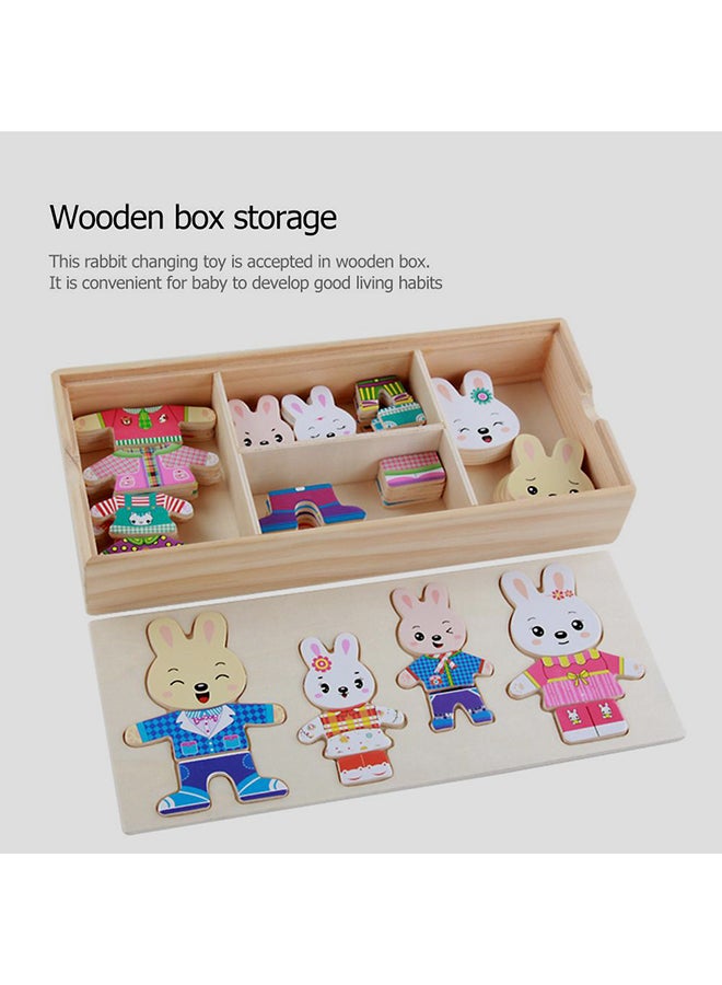 Wooden Rabbit Change Clothes Jigsaw Puzzle Toys - Image 2